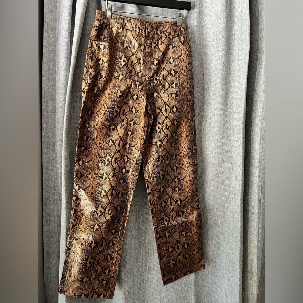 Sexy Brown Snake Print Straight Leg Pants
